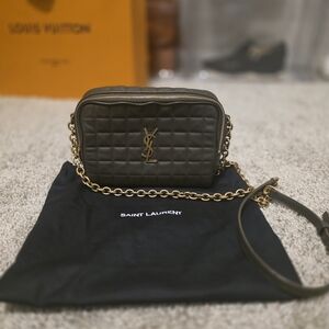 Saint Laurent Olive Quilted Crossbody Bag